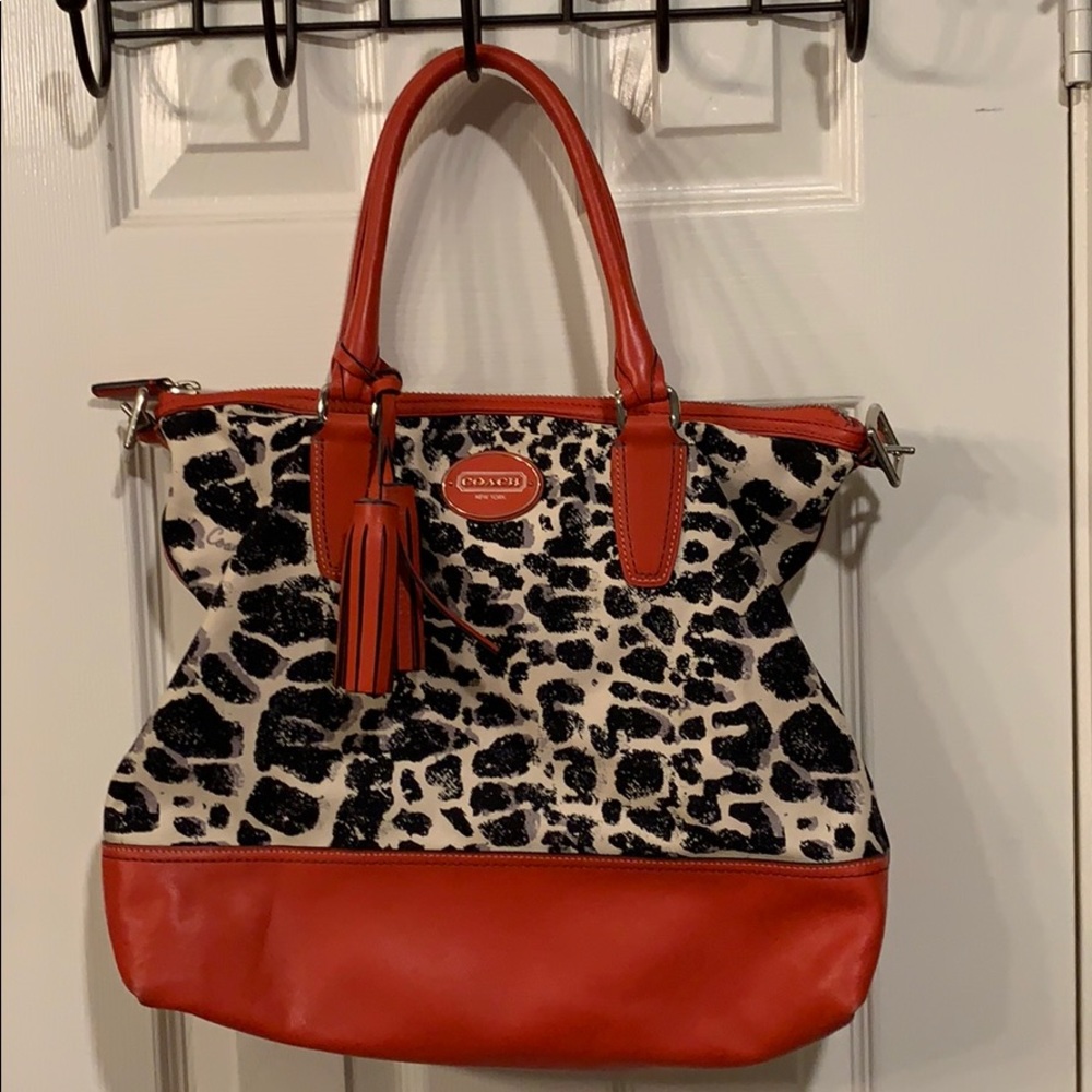 Coach leopard and coral bag